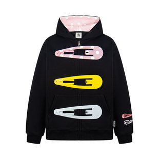 VIGB 原创国潮美式趣味设计大发夹卫衣开衫慵懒百搭拉链帽衫外套