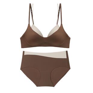 MIMI FANTASY法式细肩带三角杯文胸假两件小胸聚拢内衣薄款无钢圈