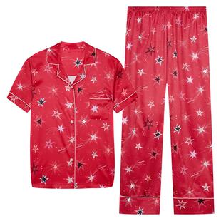 【一口价】冰感丝睡衣女夏季短袖长裤凉感冰丝家居服套装薄送礼