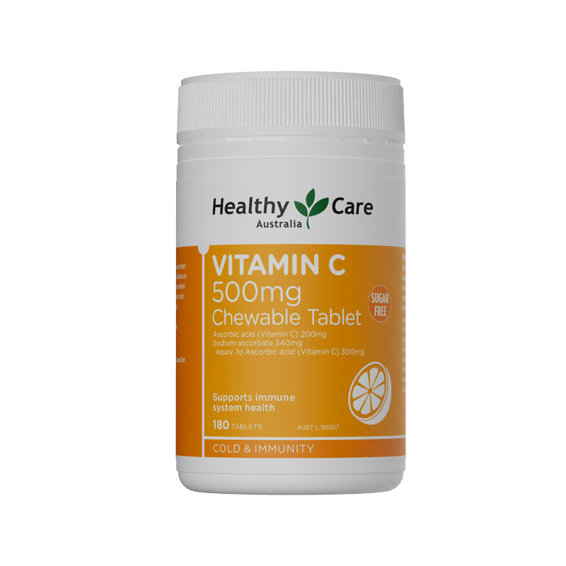 【自营】HealthyCare澳洲进口无糖维生素C咀嚼片VC焕白成人180片