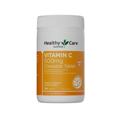 【自营】HealthyCare澳洲进口无糖维生素C咀嚼片VC焕白成人180片