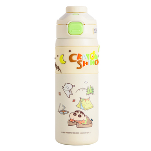 蜡笔小新保温杯2025新款高颜值女双饮水杯便携学生上学专用吸管杯