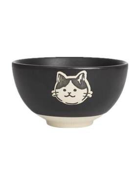釉下彩粗陶猫咪米饭碗陶瓷餐具