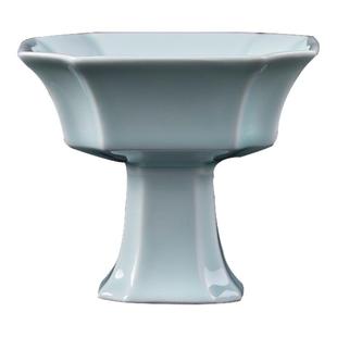 商用仿古青瓷中式茶点盘创意高脚纯色甜品点心碟家用禅意果盘供盘