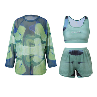 温泉泳衣三件套长袖大码胖mm分体保守微胖女孩遮肉显白高级感女款