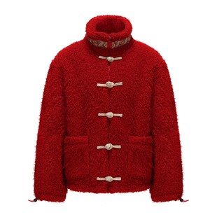 碧海潮生【九色鹿·丹雘】秋冬新款原创中国风国潮毛绒唐装外套