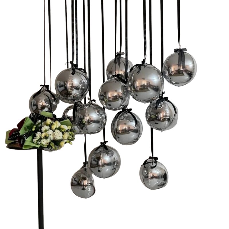银色4D球铝箔气球套餐节庆用品