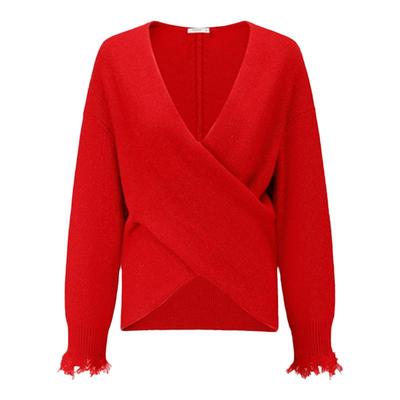 deepmoss闪葱交叠v领针织衫