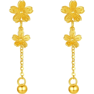 周六福黄金耳钉计价5G足金樱花耳环耳饰游园绮梦系列新年礼物