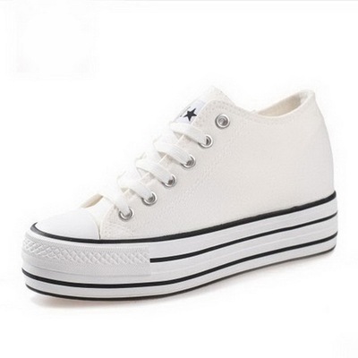 内增高黑色34码港风休闲帆布鞋