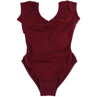 Sansha法国三沙成人儿童V领芭蕾舞蹈练功连体服长短袖高胯体操服