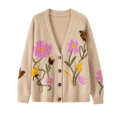 BANANACICI拉绒V领针织开衫外套