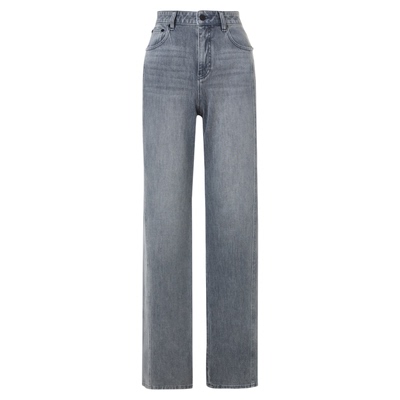 朗姿高腰牛仔阔腿复古灰调牛仔裤休闲经典裤子2026年春季新款