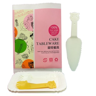 生日蛋糕餐具卡通羊驼刀叉加厚塑料叉勺组合一次性套餐碟蜡烛彩色