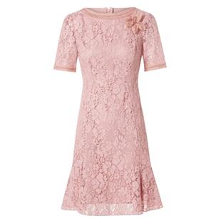 La Koradior拉珂蒂女夏季通勤新款蕾丝镂空连衣裙气质公主裙a字裙