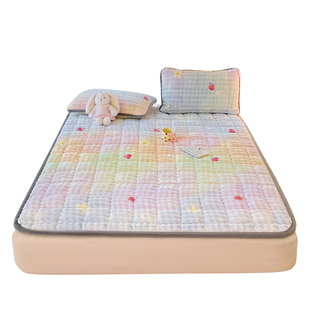 秋冬加厚牛奶绒床护垫珊瑚绒垫被学生宿舍床三件套枕套夹棉床褥垫