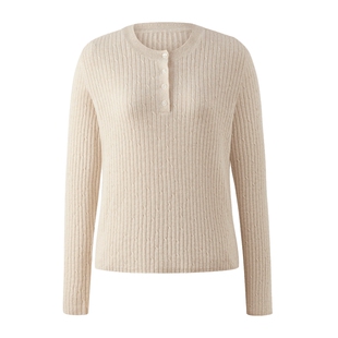 【100%绵羊毛】PRICH简约亨利领绞花针织衫冬季新品毛衣女