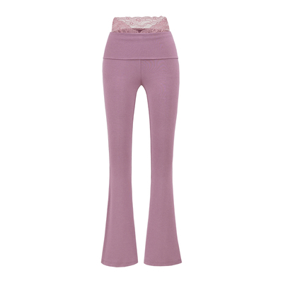 蕾丝拼接喇叭显腿长休闲裤长裤