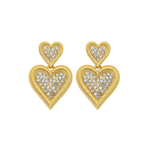 苏曼朵爱心闪钻耳钉复古欧美时尚百搭个性轻奢高级感几何耳环耳饰