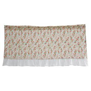 鸢尾乡旅橘色小野花半帘美式门帘穿杆帘柜帘防尘帘咖啡帘半遮光