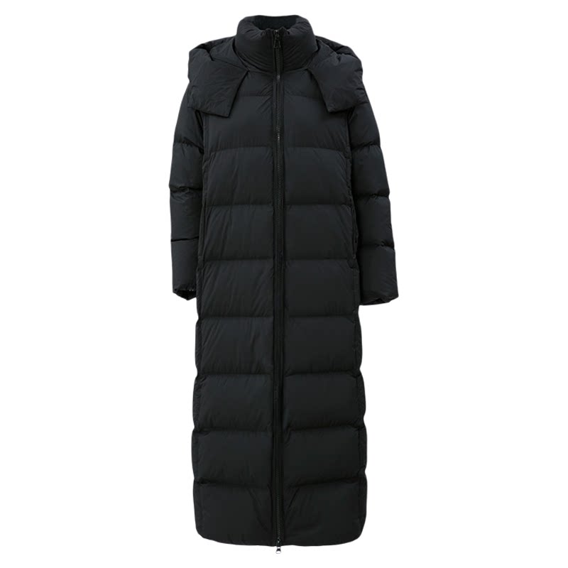 SOMSOM/索玛冬季新款长款过膝纯色羽绒服女保暖连帽外套日常
