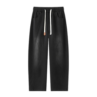 NASA STUSY美式高街2025秋冬装宽松直筒牛仔裤加绒男款休闲长裤子