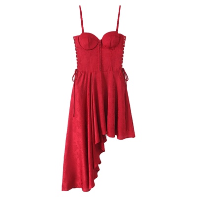 毛晓彤同款红色高级感吊带连衣裙