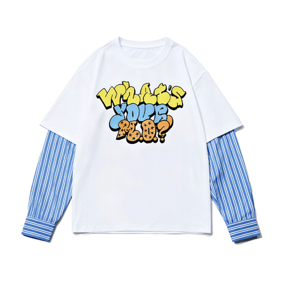 宋雨琦同款假两件T恤拼接上衣