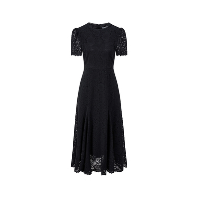 卓凡尼·华伦天奴短袖蕾丝连衣裙