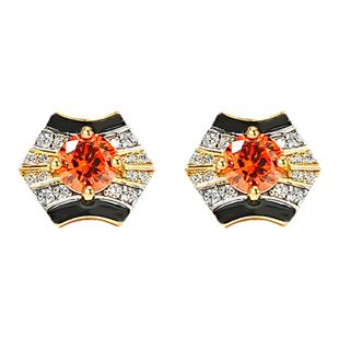 中古风珐琅彩芬达橙925银耳钉小众复古个性vintage轻奢饰日常新品