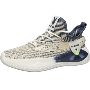 花花公子清仓椰子鞋子男款秋季爆米花软底休闲减震网面跑步运动鞋