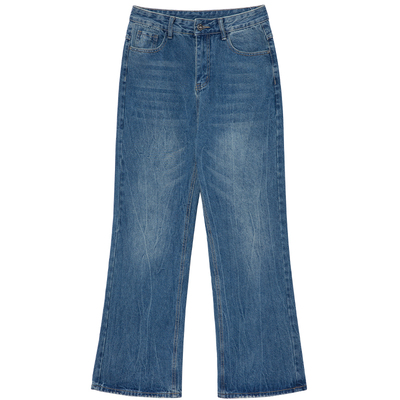 设计敢纹理扎花牛仔裤