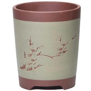 神力紫砂花盆景花卉绿植现代简约风格粉绿浆直口千筒兰花盆满包邮