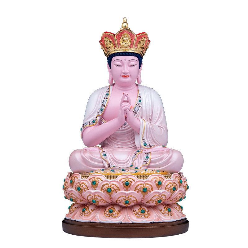 华严三圣树脂彩绘文殊普贤摆件