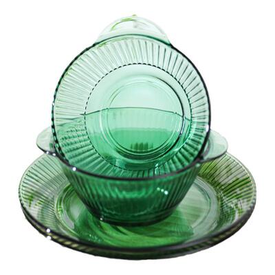 玻璃餐具家用墨绿盘子双耳碗