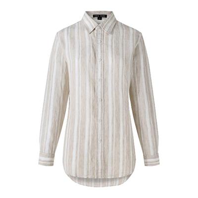 VERTOW百搭燕麦色亚麻条纹衬衫