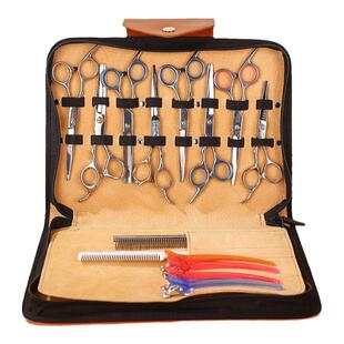 高级真皮剪子包发型师专用美发剪刀包理发师工具包宠物美容剪刀包