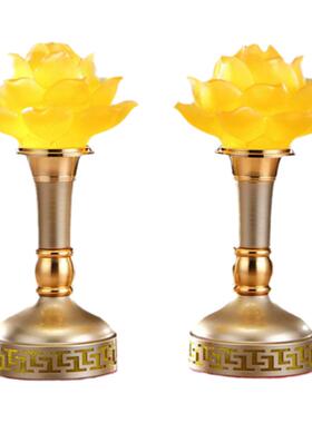 秦歌新款莲花灯家用佛堂led插电合金琉璃观音财神佛前供灯长明灯