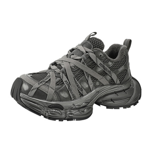 MILLIE'S/妙丽时尚厚底老爹鞋女冬季加绒超火百搭绑带运动休闲鞋Q