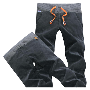 YEZOE男士休闲裤潮流修身小脚平绒运动裤子灰色弹力卫裤男款秋冬