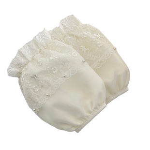 2025新加大加宽羽绒服蕾丝袖套办公学习护袖白色黑色清洁袖筒韩版