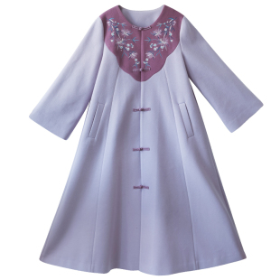 6折【紫色梦境】新中式手工盘扣毛呢外套女冬设计感精致刺绣大衣