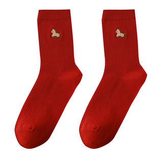 送闺蜜新年礼物高级感袜子礼盒本命年大红色袜子马年女士2026属马