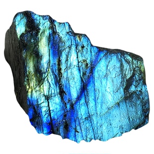 精品天然拉长石原石双面超强蓝彩光原矿物标本毛料雕刻料桌面摆件