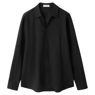 春秋季新款白衬衫男古巴领长袖休闲商务免烫衬衣服轻熟痞帅高级感