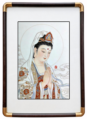 四九艺社 景德镇云静心宁图瓷板画茶室书房新中式清雅仕女装饰画