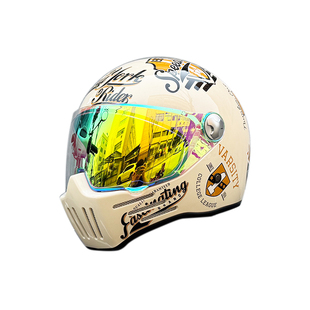 ORZ复古摩托车头盔男女巡航全盔重机车幽灵骷髅骑士蓝牙槽3C认证