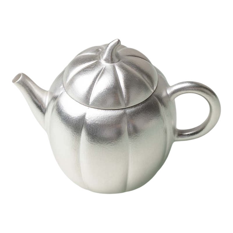 植述纯手工鎏银陶瓷南瓜壶禅意高档功夫茶具高级感茶壶家用泡茶壶