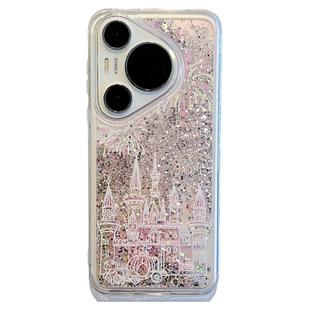 拓岚 适用华为mate60pro+新款手机壳pura70pro梦幻少女粉色渐变流沙烟花城堡mate40/70pro毛绒挂绳防摔网红潮