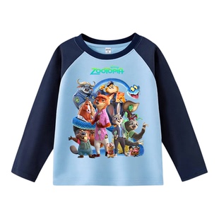 疯狂动物城2长袖t恤纯棉Zootopia衣服儿童打底衫尼克朱迪男童上衣